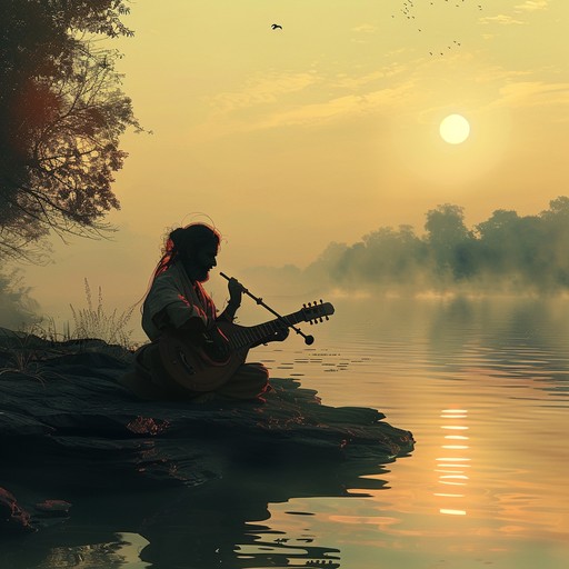 A soothing sitar melody set against the backdrop of a rising sun, invoking the stillness and beauty of an indian sunrise. The music captures the first light of the day, unfolding feelings of calm, mindfulness, and introspection. Perfect for yoga, meditation, or any practice seeking a serene atmosphere.