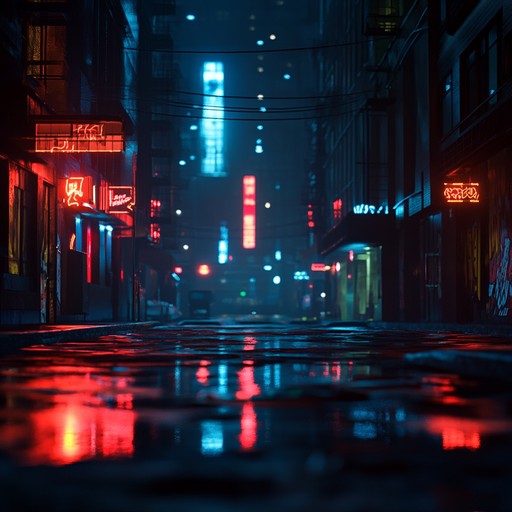 A deeply immersive track that evokes a sense of melancholy through haunting synths and subdued beats, it captures the essence of a desolate urban nightscape, conjuring images of empty streets bathed in cold neon lights, and flickering signs whispering forgotten dreams. The music gradually layers synthetic textures and subtle bass lines, creating an introspective and brooding ambiance perfect for late night reflection.