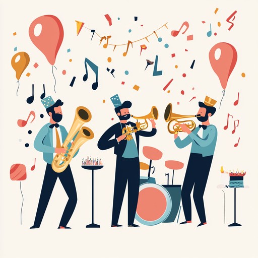 Taking the traditional celebration song to a new level of enjoyment with a jazz ensemble's creative spin, delivering a track that keeps everyone's spirits high and dancing shoes moving in a grand birthday celebration.