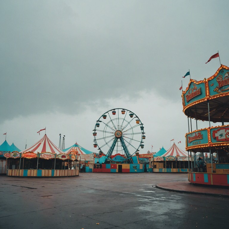 Echoes of festive solitude dives deeper into the introspective experience of a carnival visitor. Through the gentle harmonica tunes played against a backdrop of distant laughter and electronic beats, this piece perfectly captures the bittersweet feelings of being alone in a crowd.