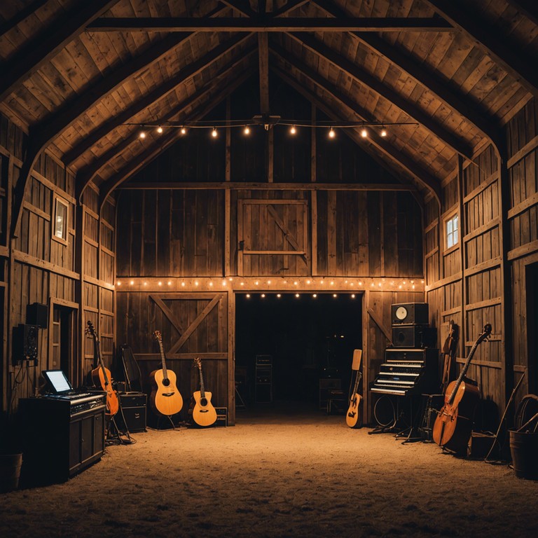 Imagine a scenario where a bluegrass band meets a dj at a countryside festival, resulting in a delightful blend of upbeat rhythms and rustic melodies. A backdrop of electronic enhancements adds a modern twist to the banjo's twanging tunes, creating a dance inducing, genre blending track.