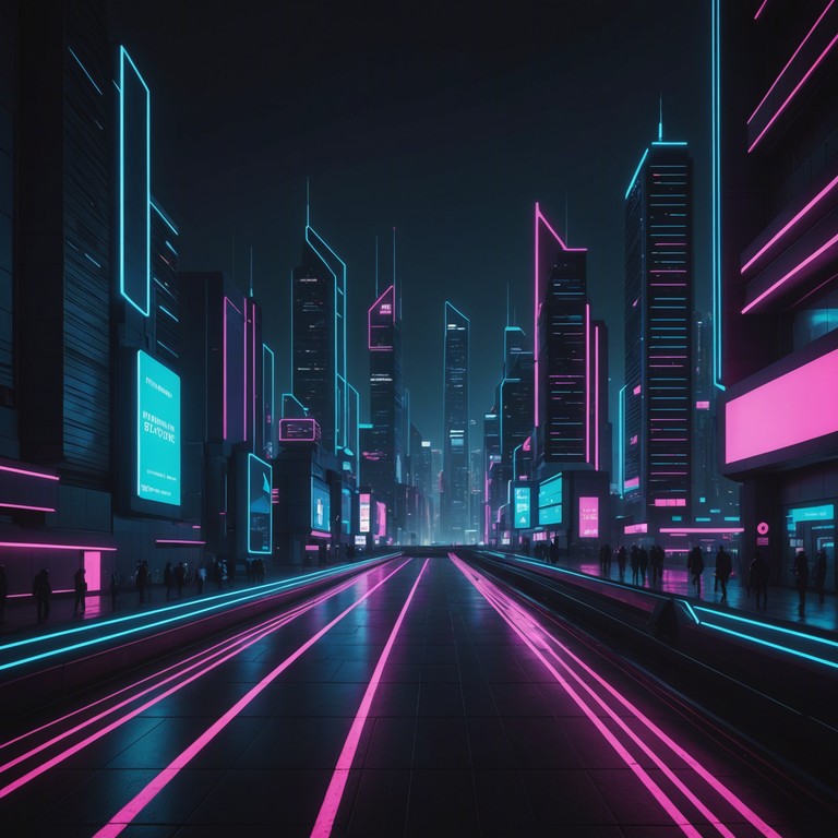 This track captures the essence of a dark, futuristic cityscape under the cover of night. The ominous tones of the synthesizer create a sense of lurking danger and dystopian unease, perfect for a cyberpunk narrative.