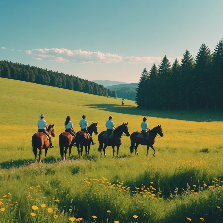 This alternative title maintains the rural and joyful spirit of the piece, with a focus on the liberating feel of riding across windy meadows, conveyed through spirited guitar strums and wholesome melodies.