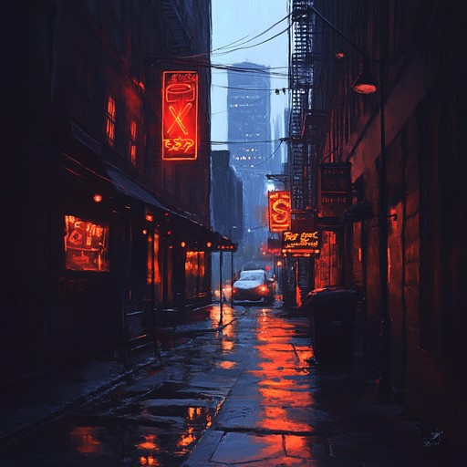 Dark and eerie with an overlay of haunting, atmospheric synth melodies, this instrumental track transports listeners to a neon lit, dystopian cityscape. Sinister undertones and a retro vibe create a chilling auditory experience reminiscent of 80s thriller soundtracks, perfect for setting a suspenseful mood.