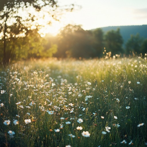 A breezy instrumental capturing the essence of a joyful summer day, featuring bright acoustic guitar melodies and light rhythmic elements that evoke the feeling of a carefree walk through sunlit meadows. Soft strings flutter in the background, adding a touch of whimsy and magic to the uplifting and serene atmosphere