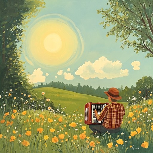 An enchanting polka set in a blissful meadow, emphasizing light accordion harmonies and gentle percussion. This composition brings to mind carefree summer days, filling listeners with a sense of calm and joy. Perfect as a serene and nostalgic backdrop for relaxation.