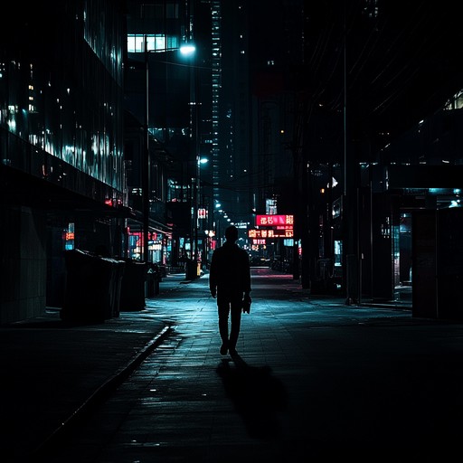 An instrumental r&b composition that weaves eerie melodies with haunting beats, capturing the unsettling feeling of walking alone through a deserted urban landscape at night. The track features dark synths and slow, pulsating rhythms that evoke a sense of apprehension and mystery.