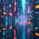 serene and mesmerizing synthwave capturing futuristic night cityscape