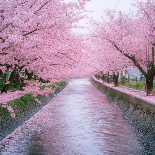 An instrumental chill track blending the soothing plucked strings of the japanese koto with ambient atmospheric textures, evoking the tranquility of cherry blossom season.