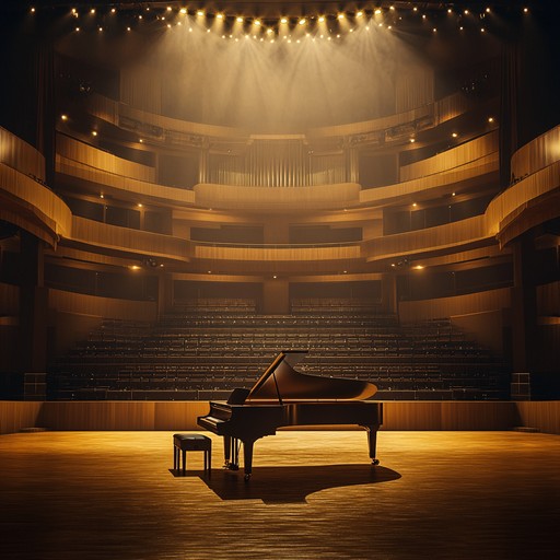 An instrumental composition featuring delicate piano melodies that drift through the empty theater, painting a serene soundscape that calms the soul and captures the quiet beauty of an evening performance.