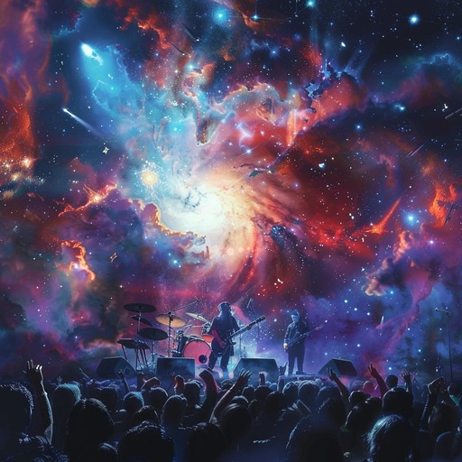 A grandiose musical journey merging the power of rock with the elegance of orchestral instruments. Electric guitar riffs, orchestral swells, and dreamlike atmospheres create an exhilarating experience that evokes images of majestic celestial landscapes.