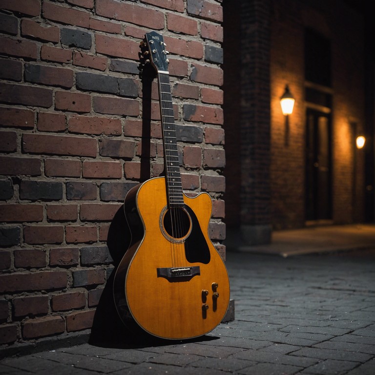 In the still hours of the night, a solitary guitar fills the streets of a deserted city with the soul stirring depths of blues. It weaves a narrative of loneliness and introspective solitude, inviting the listener to delve into personal memories and subdued emotions under the dim glow of streetlights.