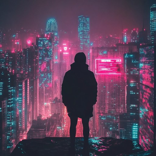 An instrumental track capturing melancholy in a futuristic world, blending lush synths with pulsating beats to evoke nostalgia amid neon lit streets.