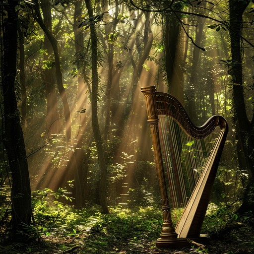 A soft, soothing piece that transports listeners to a magical forest, where the soothing harp strings weave a tapestry of mystical serenity. Each pluck of the strings resonates with the whisper of ancient trees and the gentle rustle of leaves, creating an otherworldly, peaceful atmosphere that invites contemplation and inner peace.