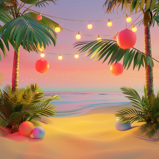 An electrifying instrumental featuring upbeat rhythms, tropical percussion, and sunny synths to evoke a vibrant seaside festivity full of dance and joy.