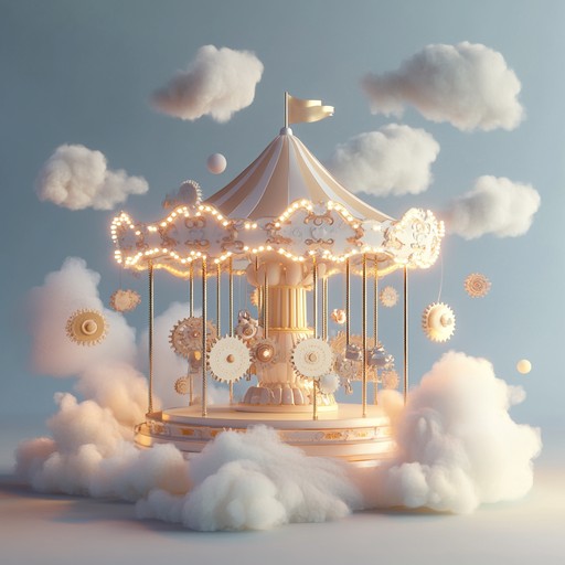 An instrumental piece that combines whimsical melodies with mechanical rhythms, evoking a playful journey on a clockwork carousel in a fantastical world