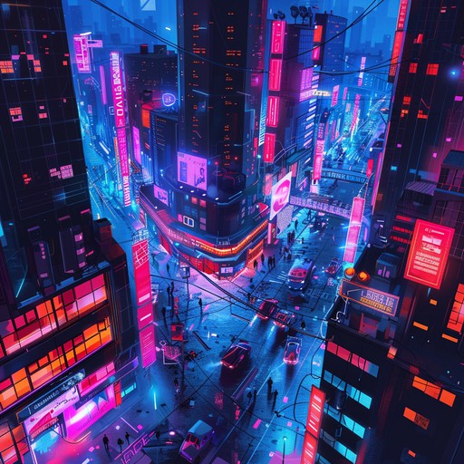 An exhilarating blend of fast paced rhythms and whimsical electronic sounds, evoking the lively atmosphere of a futuristic city playground where neon lights and holograms dance to the beat