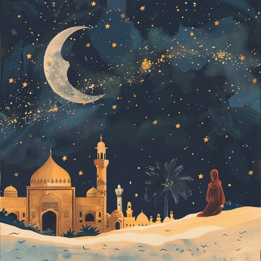 This mesmerizing lullaby transports listeners to the magical world of arabian nights. Soft, gentle melodies played on traditional middle eastern instruments like the oud, ney, and qanun create a calming atmosphere perfect for relaxation and sleep. The soothing rhythms and delicate ornamentation evoke images of starlit desert skies and ancient tales whispered by the warm breeze. Close your eyes and let this enchanting lullaby carry you away to a realm of tranquility and sweet dreams.