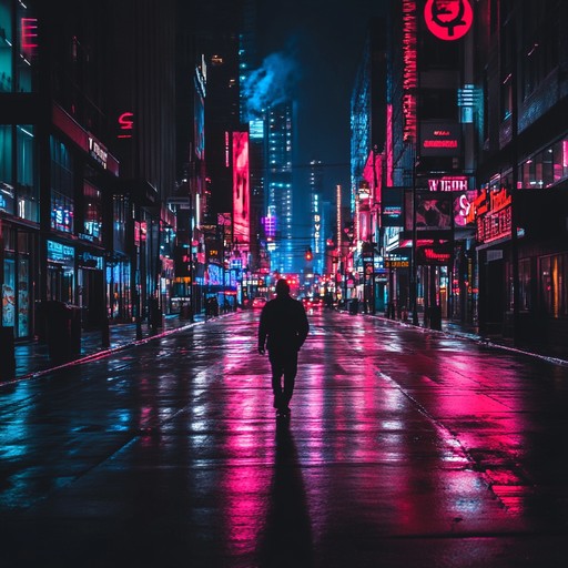 An instrumental track that combines the rhythmic energy of dance music with the raw emotion of rock, painting a melancholic soundscape of a lone soul wandering through vibrant city streets illuminated by neon lights.