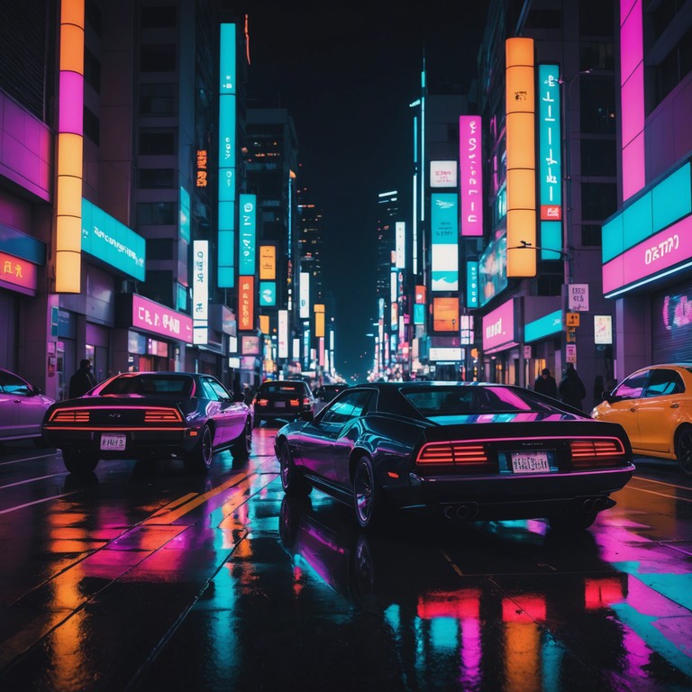 This track features exhilarating beats paired with vibrant synth riffs to invoke a feeling of cruising through a neon lit cityscape at night. The combination of funky basslines and futuristic synth sounds creates a perfect blend of old school funk and modern synthwave, providing a soundscape that is both nostalgic and forward looking.