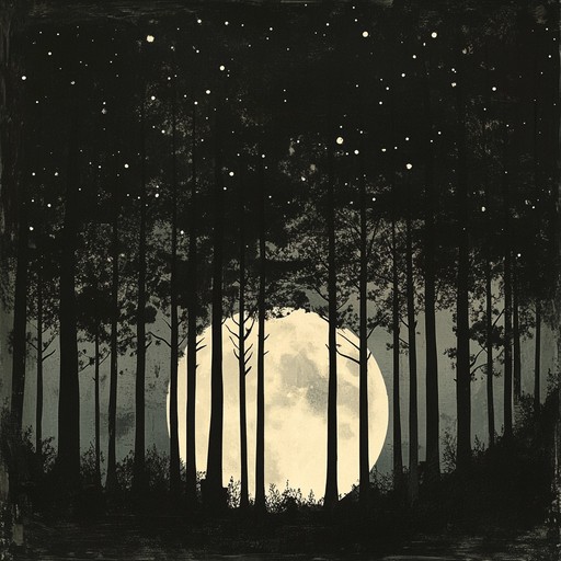 A soothing yet haunting instrumental dark folk piece that evokes the tranquility and mystery of wandering through a moonlit forest; gentle acoustic melodies intertwine with ambient sounds to create a serene yet enigmatic atmosphere.