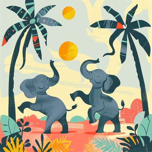 An upbeat and quirky instrumental piece with whimsical elephant like sounds and bouncy rhythms, adding a fun and comical touch to children's events or comedic situations.