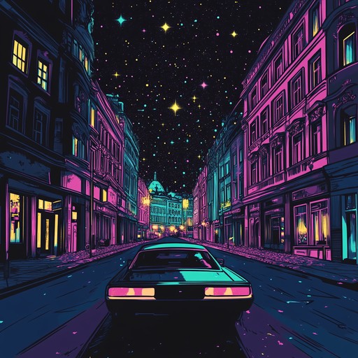 Embark on a thrilling musical journey through the heart of a neon lit metropolis with an instrumental track that fuses pulsating retro synthesizers, funky basslines, and energetic dance rhythms. This song captures the exuberance and excitement of nighttime city life, evoking images of cruising through glowing streets and vibrant nightscapes.