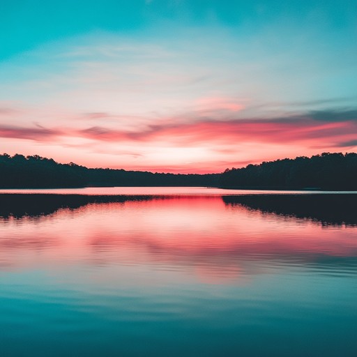 A soothing instrumental piece that blends ambient soundscapes with gentle downtempo rhythms, evoking the calmness of watching the sun set over tranquil waters. The melody flows smoothly like ripples across a lake, creating a peaceful and reflective atmosphere.