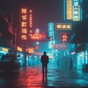 sensual synth melodies over pulsating beats in a cyberpunk setting.