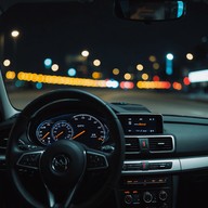 nighttime ride through glowing streets