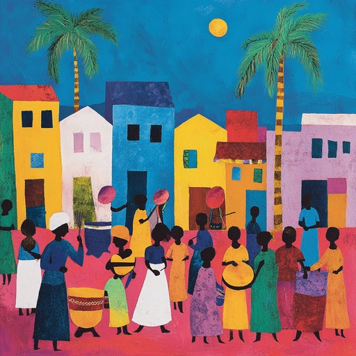 A dynamic instrumental weaving cuban and african rhythms, creating an energetic and engaging soundscape filled with lively percussion and vibrant brass sections.