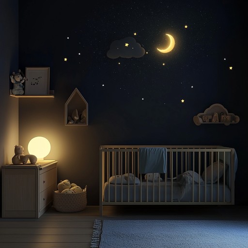 A gentle, relaxed instrumental nursery rhyme tune perfect for bedtime, featuring soft melodies that emulate a starry night, creating a calming and peaceful atmosphere for children to drift off to sleep.