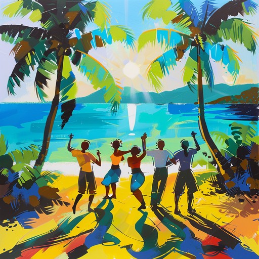 Capturing the energy of a tropical fiesta, this track combines rhythmic percussion, lively brass, and piano for a cheerful, danceable tune full of brightness and joy.