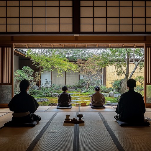 This composition is designed to enhance the serene and contemplative atmosphere of a traditional eastern tea ceremony, capturing the subtle sounds of tea being poured and the quiet whispers of participants as they engage in this ancient ritual. The music incorporates traditional instruments to maintain authenticity and provide a deep cultural connection.