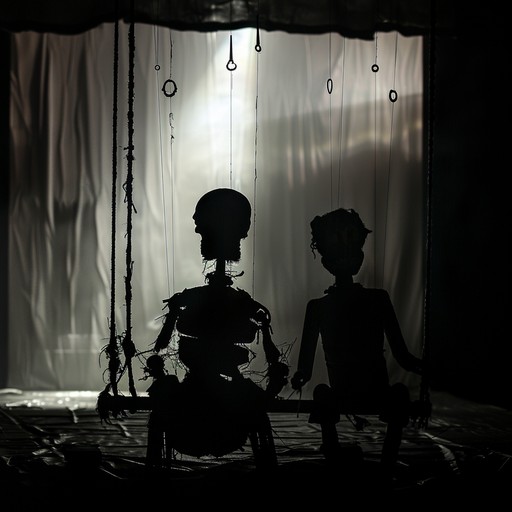 A chilling and macabre piece with sharp violin melodies, abrupt tempo changes, and a sense of foreboding doom, capturing the unsettling atmosphere of a puppet show gone horribly wrong.