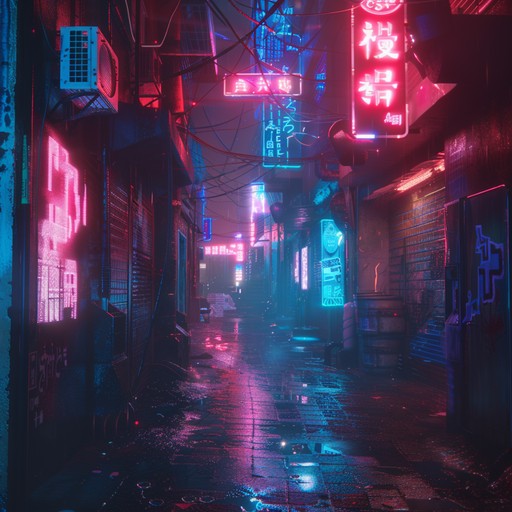 An intense mix of electronic beats and eerie soundscapes, creating an immersive journey through a neon drenched cyberpunk future city.