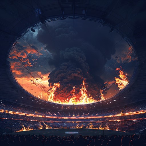 This track exudes an adrenalized vibe, perfect for firing up a large crowd in a stadium setting. It should feature powerful basslines, stadium chants, and a melody that inspires awe and exhilaration, evoking the energy of a thrilling sports event or a massive concert.