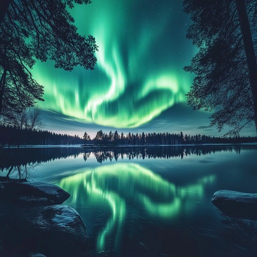 An instrumental suomipop composition that blends modern electronic sounds with traditional finnish folk elements, mirroring the majestic dance of the aurora borealis across the dark northern skies