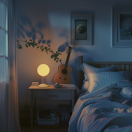 Imagine a quiet room bathed in the soft glow of moonlight, where every gentle guitar strum and synth wave wraps around you like a warm blanket, perfect for solitary contemplation.