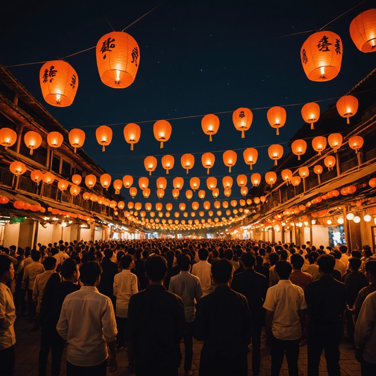 Alternative description: the track resonates with the deep tones of the gamelan, complemented by the shimmering charm of balinese rhythms, creating an all encompassing festive mood as the community gathers under a lantern lit sky.