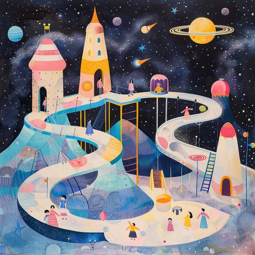 Imagine a galactic party where vibrant, bouncy trance beats meet whimsical melodies, creating an uplifting atmosphere that's out of this world. The synthesizer leads you through playful soundscapes, making you feel like a kid on an interstellar adventure