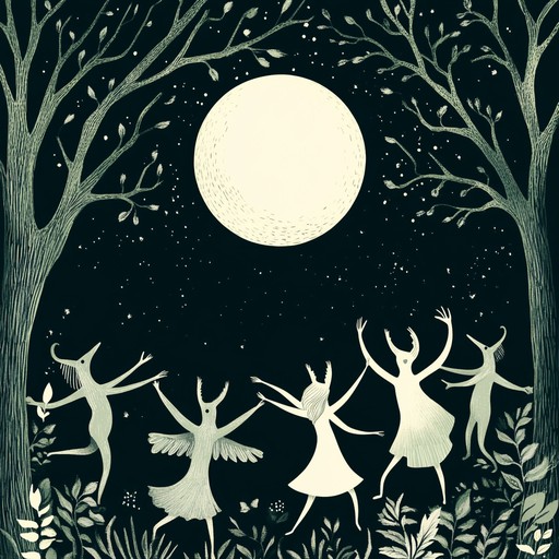 An instrumental freak folk piece that evokes the playful energy of whimsical forest creatures dancing under the moonlight, featuring unconventional melodies and lively rhythms that transport the listener to an enchanted woodland.