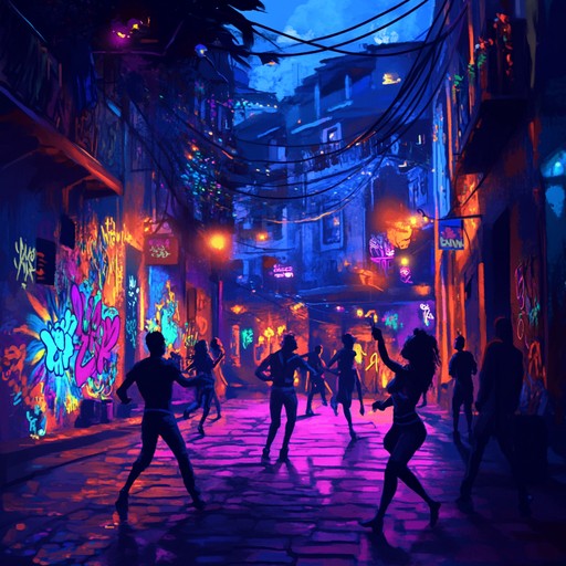 An instrumental reggaeton track blending latin rhythms and modern electronic elements to portray the lively and mysterious atmosphere of urban nightlife. Pulsating beats and lush synths create an energetic and intriguing soundscape.