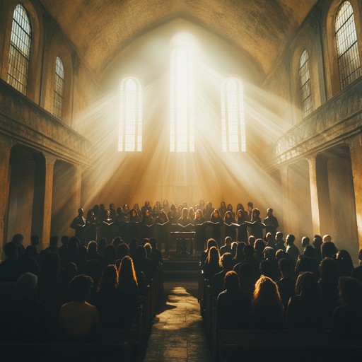 A gospel choir delivers a powerful, uplifting performance of classic spiritual hymns, capturing the essence of communal faith and resilience. Rich, resonant voices blend in a tapestry of sound that invites reflection and renewal.