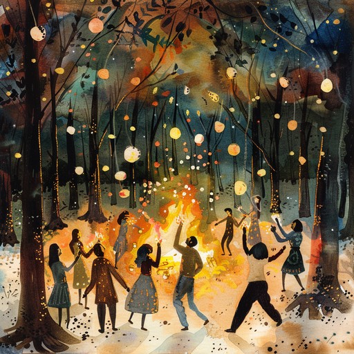 Immerse yourself in a lively and whimsical folk rock tune, perfect for a woodland folk dance fest. This instrumental captures the essence of an animated celebration with playful rhythms and uplifting melodies, providing a festive atmosphere.