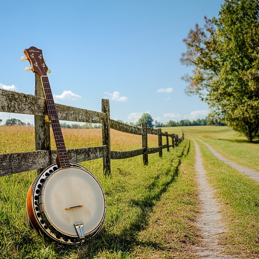 An energetic bluegrass instrumental featuring spirited banjo and fiddle, evoking the freedom and happiness of exploring nature on a bright day.