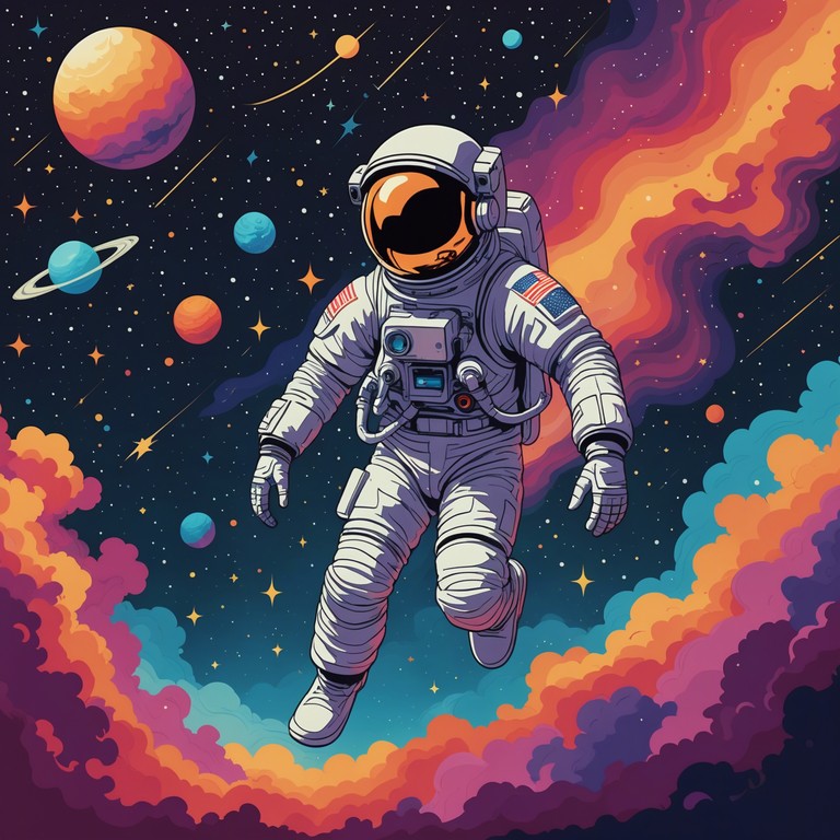 Imagine drifting through a stardust laden path, surrounded by the sounds of the 1970s, replete with vintage electronic equipment and lush cosmic themes. Stellar voyage awaits pulls from the instrumental strength of the minimoog to recreate an authentic, mesmerizing space travel experience evocative of the era's scientific dreams and artistic creativity