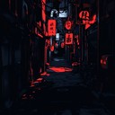 a menacing instrumental j pop song evoking shadows in neon cities.