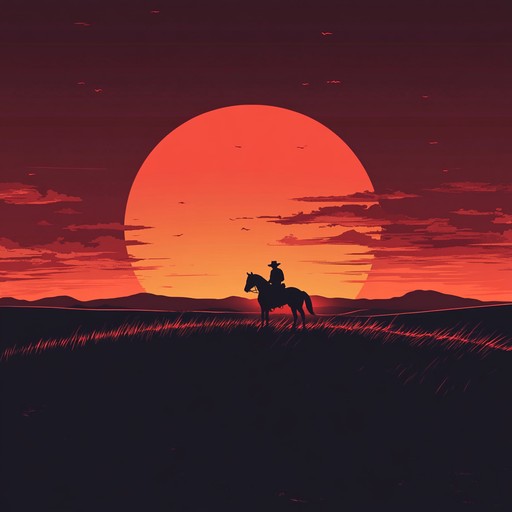 An instrumental piece blending elegant melodies with western motifs, capturing the serene essence of sunsets over expansive plains, evoking nostalgia and tranquility