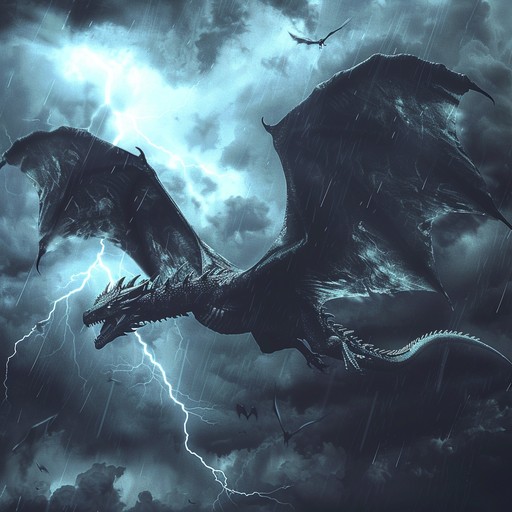 An awe inspiring, majestic hard rock anthem blending soaring guitar solos, thunderous drums, and powerful basslines to evoke the grandeur of mythical dragons and epic battles. With dynamic shifts and intense energy, it creates an unforgettable auditory experience that captures the listener's imagination.